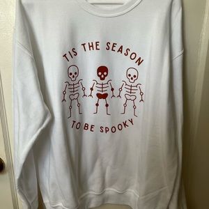 White Halloween Skeletons Crewneck in Large